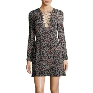 Saloni Nurul Floral Print Lace-Up Mini Dress